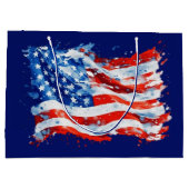 American Flag USA Watercolor 4. Juli Große Geschenktüte (Rückseite)