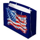 American Flag USA Watercolor 4. Juli Große Geschenktüte (Rückseite Schrägansicht)