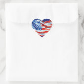 American Flag USA Watercolor 4. Juli Herz-Aufkleber (Tasche)