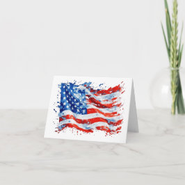 American Flag USA Watercolor 4. Juli Karte