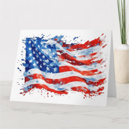 American Flag USA Watercolor 4. Juli Karte