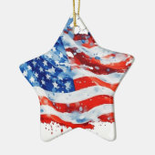 American Flag USA Watercolor 4. Juli Keramik Ornament (Links)