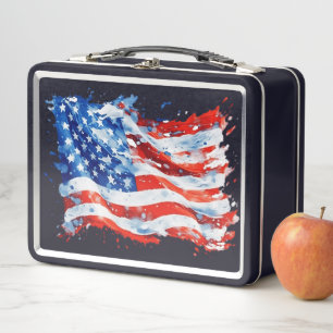 American Flag USA Watercolor 4. Juli Metall Brotdose