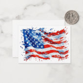American Flag USA Watercolor 4. Juli Mitteilungskarte (Vorderseite/Rückseite Beispiel)