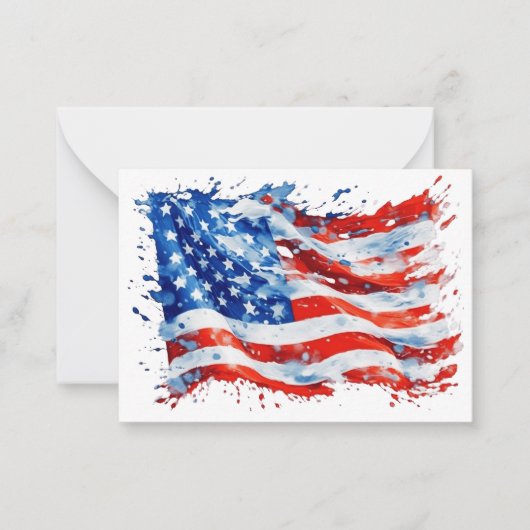 American Flag USA Watercolor 4. Juli Mitteilungskarte (Vorderseite)