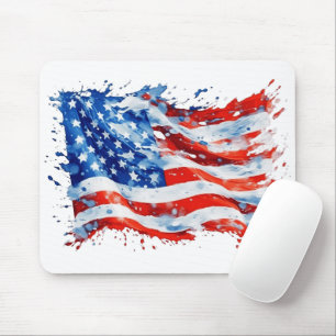 American Flag USA Watercolor 4. Juli Mousepad