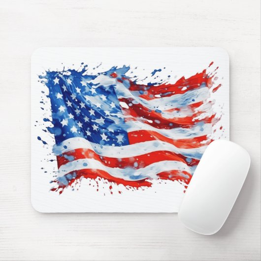 American Flag USA Watercolor 4. Juli Mousepad (Mit Mouse)