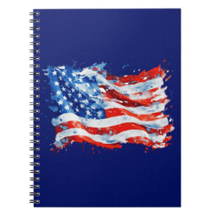 American Flag USA Watercolor 4. Juli Notizblock