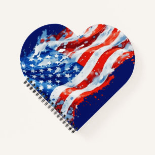 American Flag USA Watercolor 4. Juli Notizblock