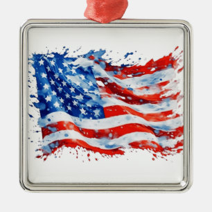 American Flag USA Watercolor 4. Juli Ornament Aus Metall