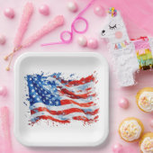 American Flag USA Watercolor 4. Juli Pappteller (Party)