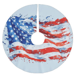 American Flag USA Watercolor 4. Juli Polyester Weihnachtsbaumdecke