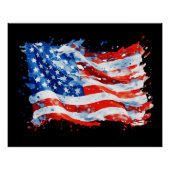 American Flag USA Watercolor 4. Juli Poster (Vorderseite)