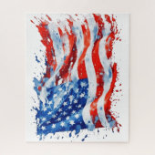 American Flag USA Watercolor 4. Juli Puzzle (Vertikal)