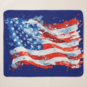 American Flag USA Watercolor 4. Juli Sherpadecke