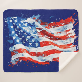 American Flag USA Watercolor 4. Juli Sherpadecke