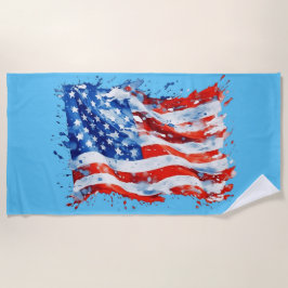 American Flag USA Watercolor 4. Juli Strandtuch