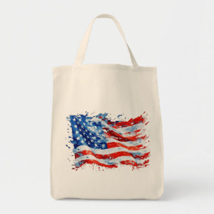 American Flag USA Watercolor 4. Juli Tragetasche