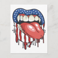 American Flag Vampire Lips T - Shirt Kaffee Tasse