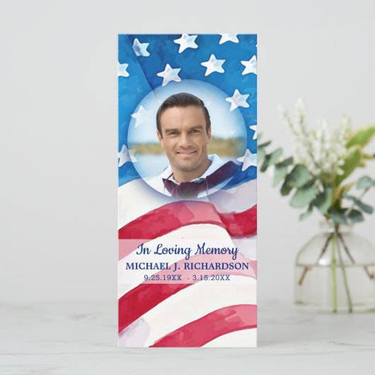 American Flag Veteran Beerdigung Lesezeichen Card Menükarte (Stehend Vorderseite)