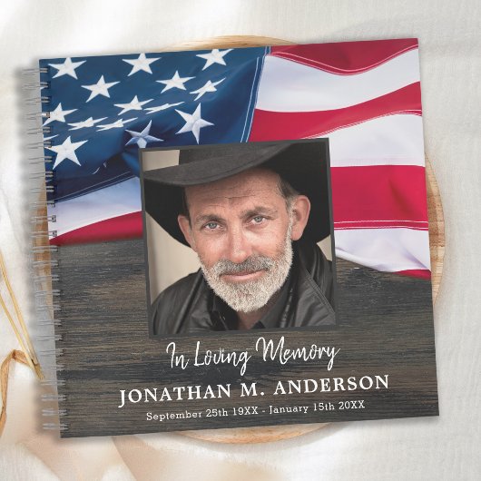 American Flag Veteran Memorial Funeral GuestBook Notizblock