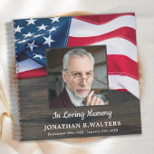 American Flag Veteran Memorial Funerary Guest Book Notizblock