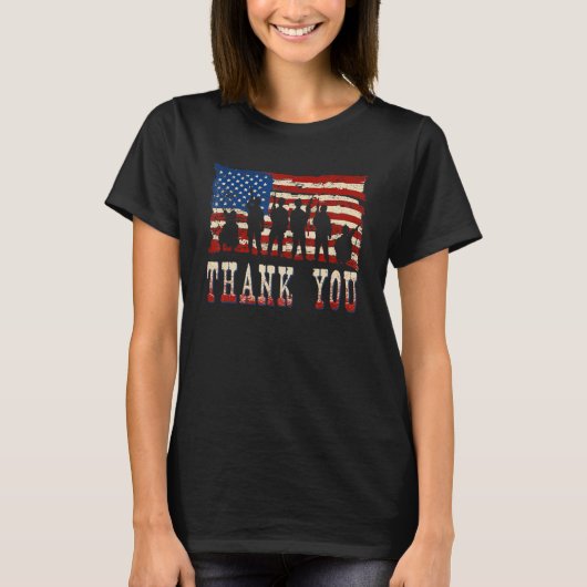 American Flag Vielen Dank Veterans Proud Veteran T-Shirt (Vorderseite)
