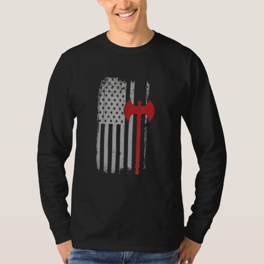 American Flag Viking Ax T-Shirt (Vorderseite)
