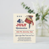 American Flag Vintag Drum 4. JULY Celebration Einladungspostkarte (Stehend Vorderseite)