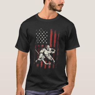American Flag Vintag Ice Hockey Team Goalie 4th O T-Shirt