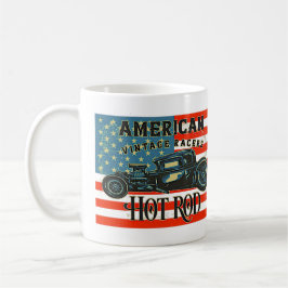American Flag Vintag Racing Frisierte Auto Car Kaffeetasse