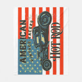 American Flag Vintag Racing Frisierte Auto Medium Fleecedecke (Vorderseite)
