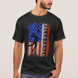 American Flag Volleyball Girl Teen Frauen USA Patr T-Shirt