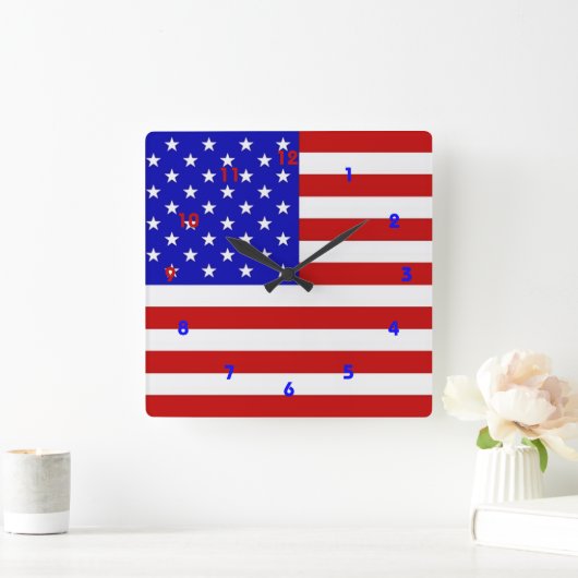 American Flag - Wall Clock Quadratische Wanduhr (Zuhause)