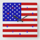 American Flag - Wall Clock Quadratische Wanduhr (Vorderseite)