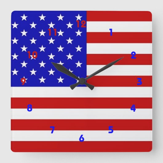 American Flag - Wall Clock Quadratische Wanduhr (Vorderseite)