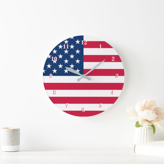 American Flag Wall Clock USA Große Wanduhr (Zuhause)