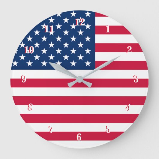 American Flag Wall Clock USA Patriotic Große Wanduhr (Vorderseite)
