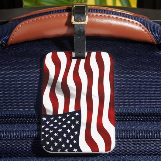 American Flag Wave Luggage Tag Gepäckanhänger (Vorderseite Insitu 2)
