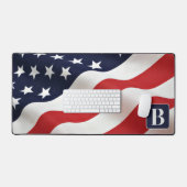 American Flag Wave Personalisiert Monogram Schreibtischunterlage (Tastatur & Maus)