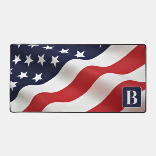 American Flag Wave Personalisiert Monogram Schreibtischunterlage (Vorderseite)
