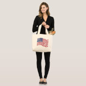 American Flag Waving - beängstigend Jumbo Stoffbeutel (Vorderseite (Model))