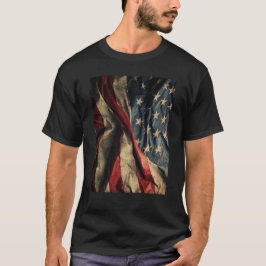 American Flag Waving Fabric Design Men's T-Shirt