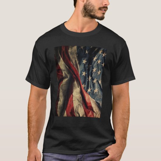 American Flag Waving Fabric Design Men's T-Shirt (Vorderseite)