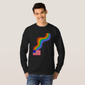 American Flag Wavy Rainbow ROYGBIV Pride in USA Ra T-Shirt (Vorne ganz)