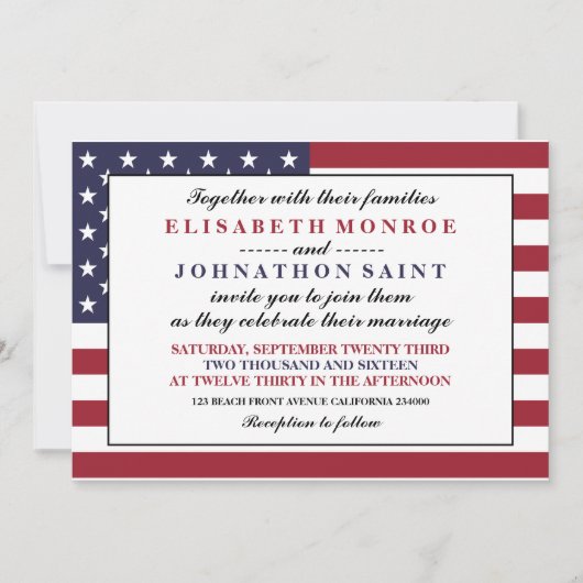 American Flag Wedding Einladung (Vorderseite)