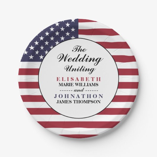 American Flag Wedding Pappteller (Vorderseite)