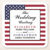 American Flag Wedding Rechteckiger Pappuntersetzer (Vorderseite)