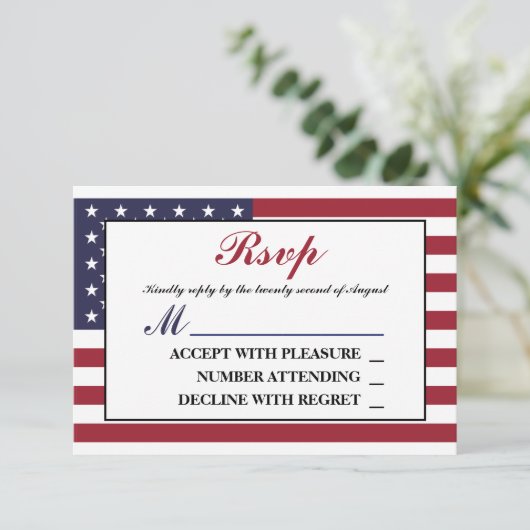 American Flag Wedding RSVP (Stehend Vorderseite)