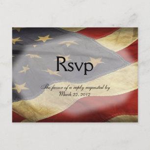 American Flag Wedding RSVP Dinner Choice Postcard Einladungspostkarte